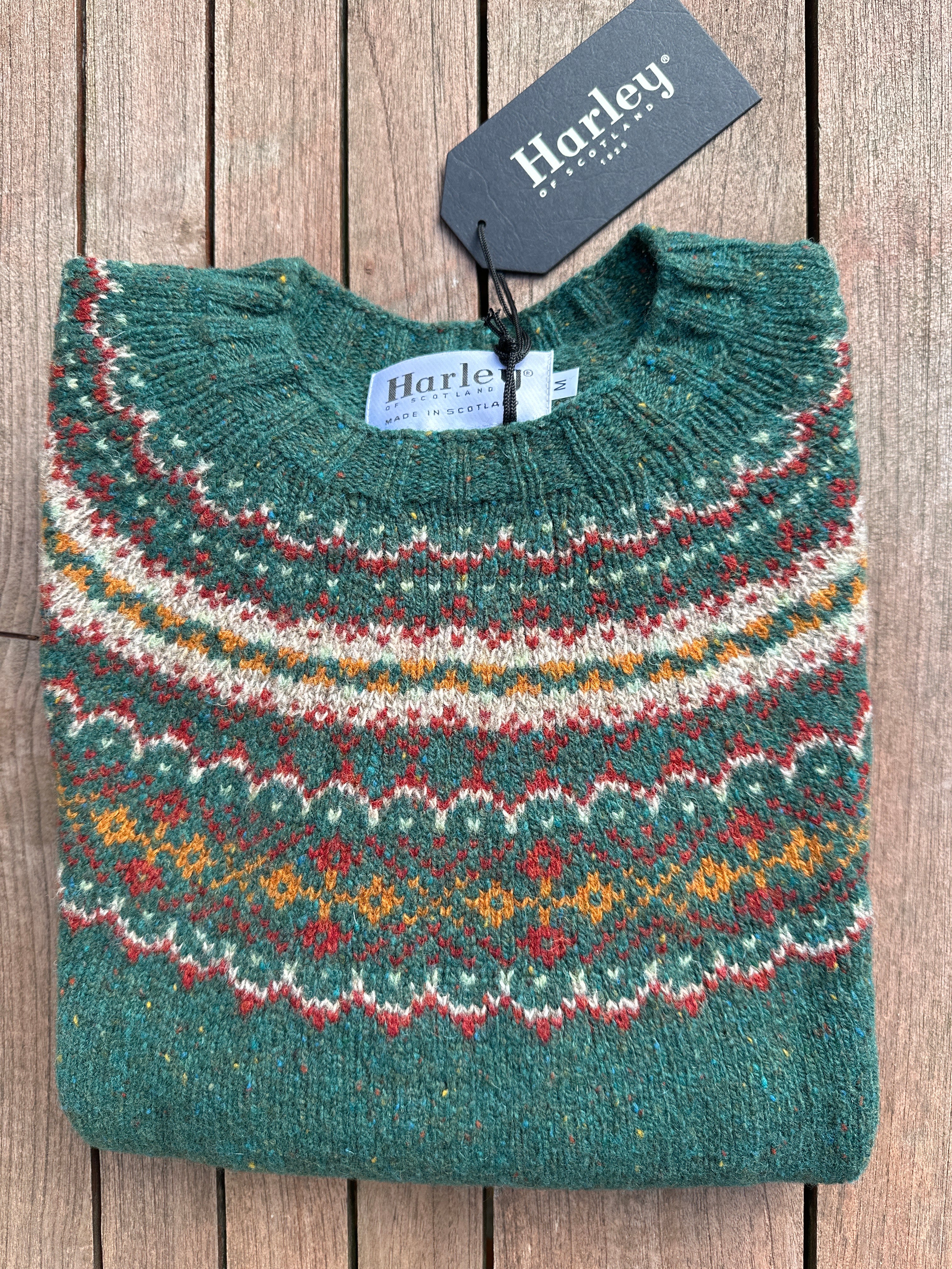 SALE Harley Of Scotland Fairisle Crew Neck In Canna