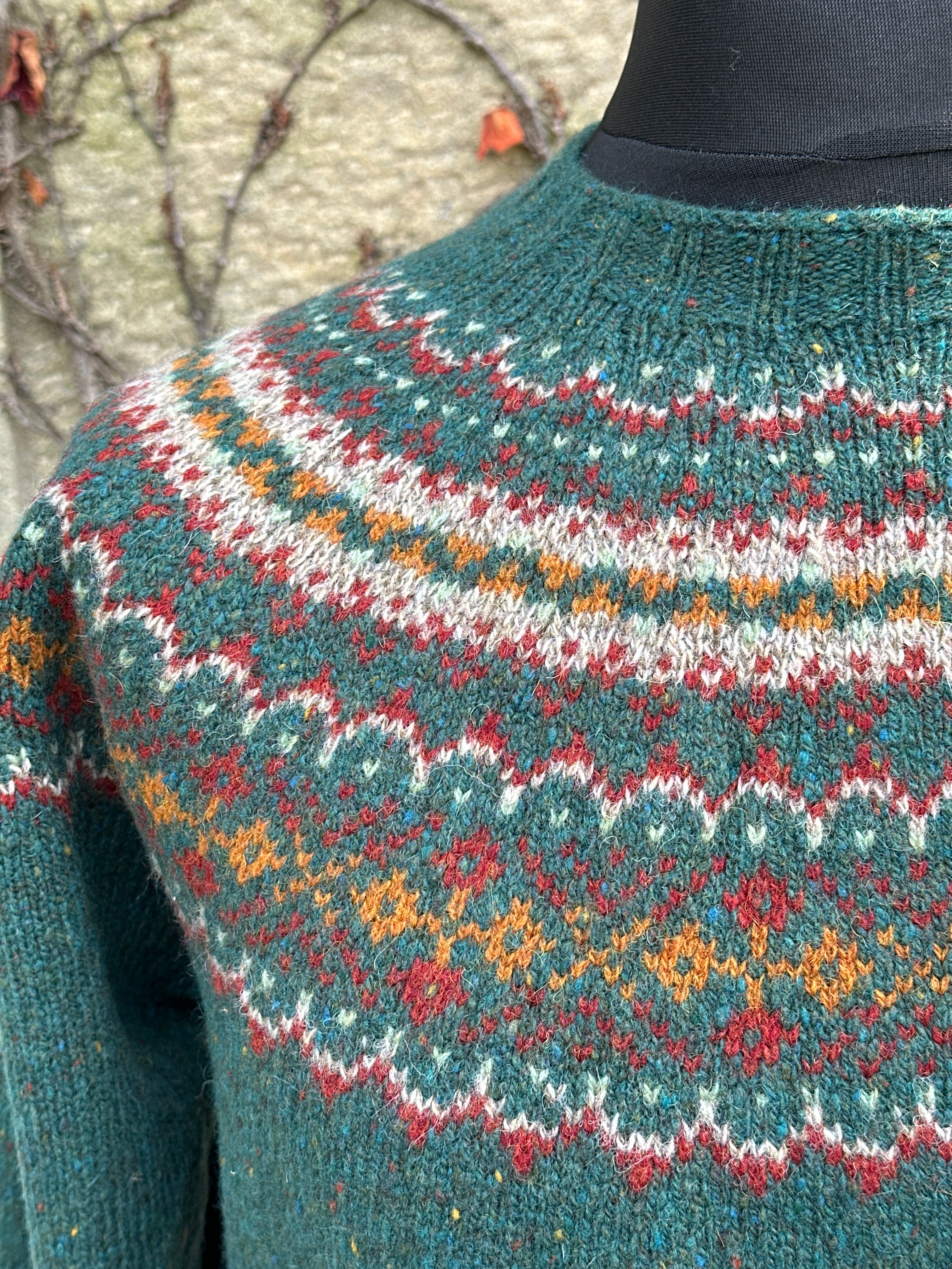 Harley Of Scotland Fairisle Crew Neck In Canna