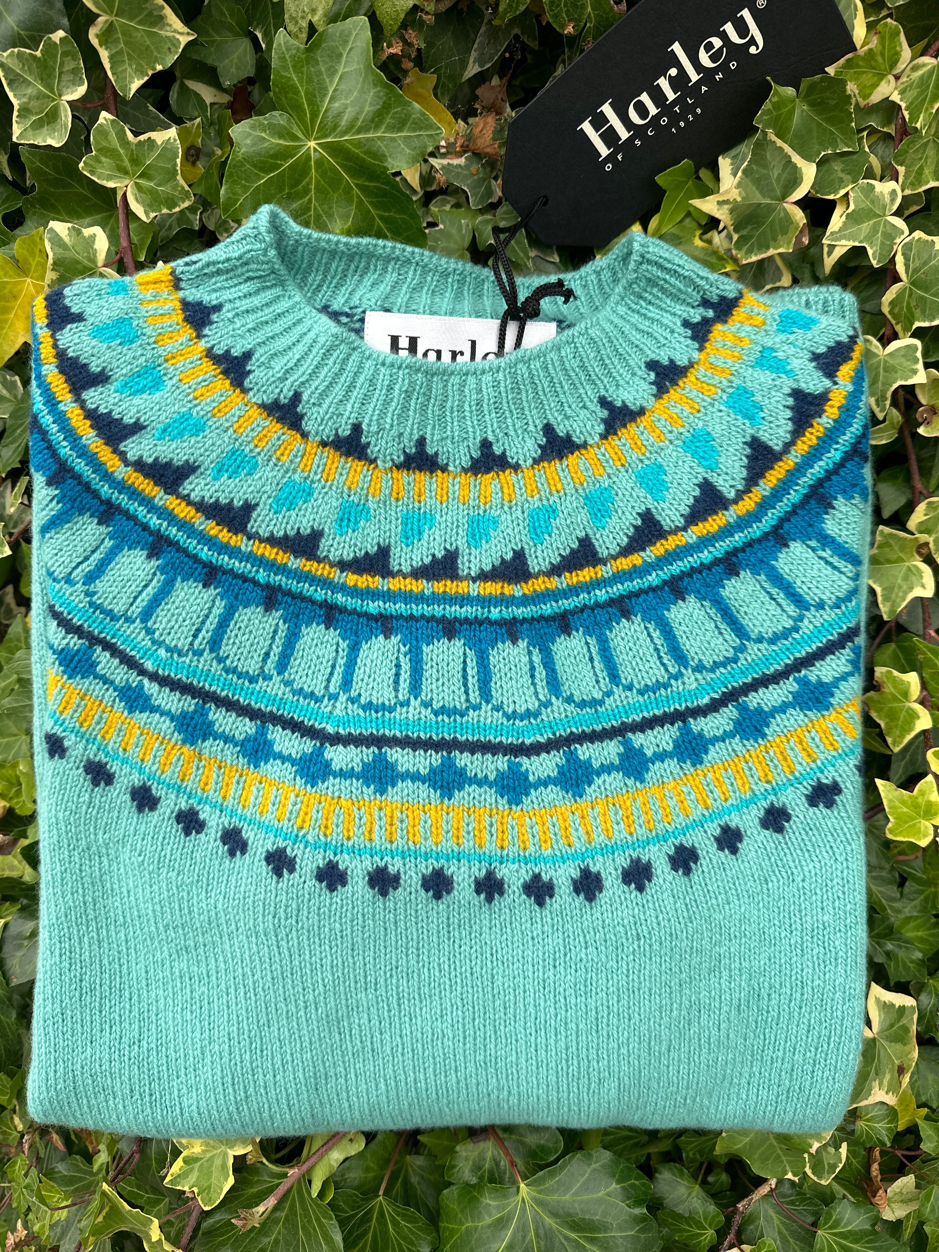 SALE Harley of Scotland Fairisle Sweater In Tourmaline