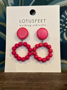 Lotus feet Vibrant Pink Earrings