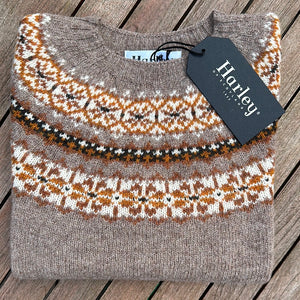 New Harley Of Scotland Fairisle In Nutmeg