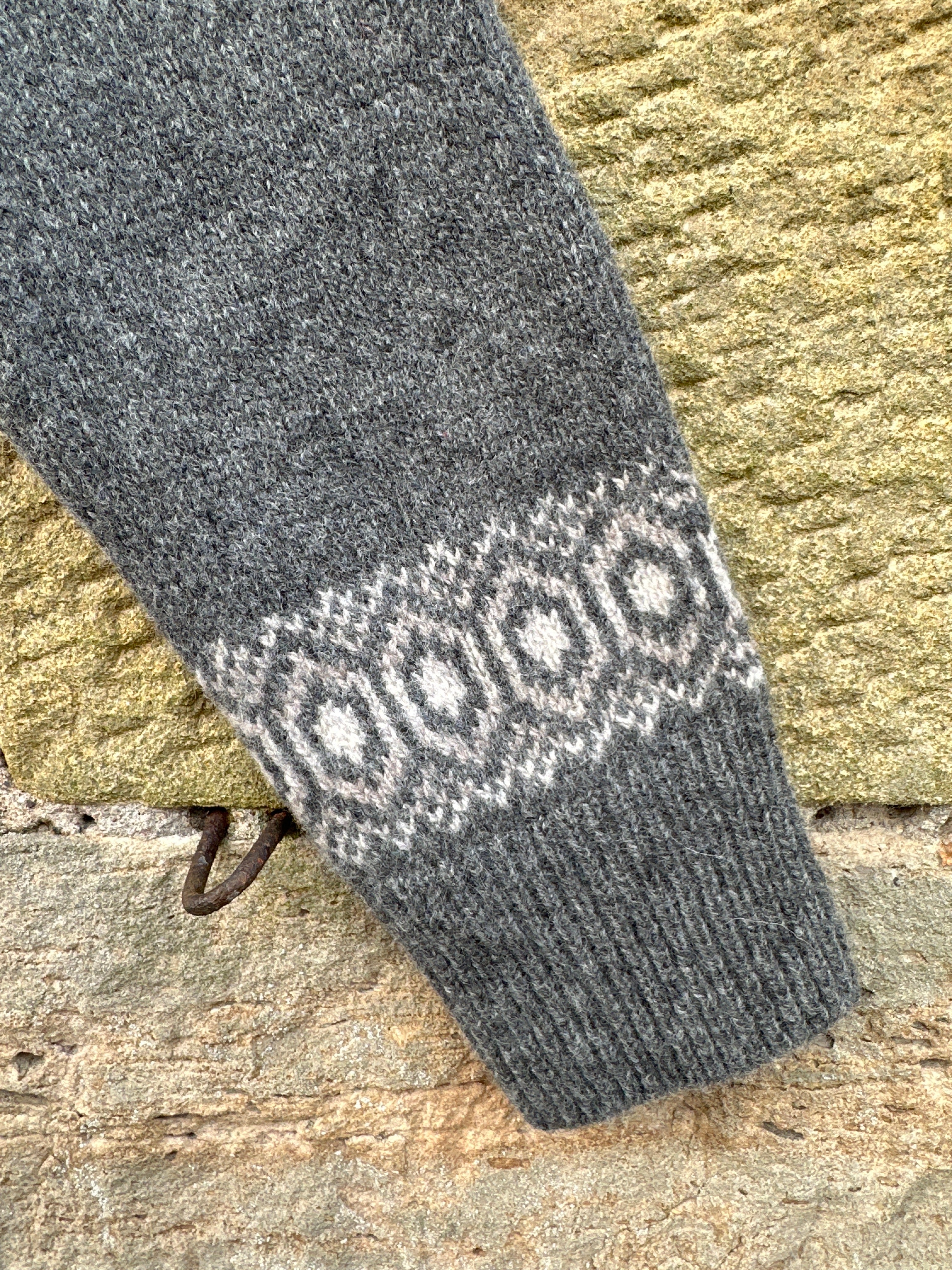 Harley of Scotland Ladies Fairisle In Derby Grey