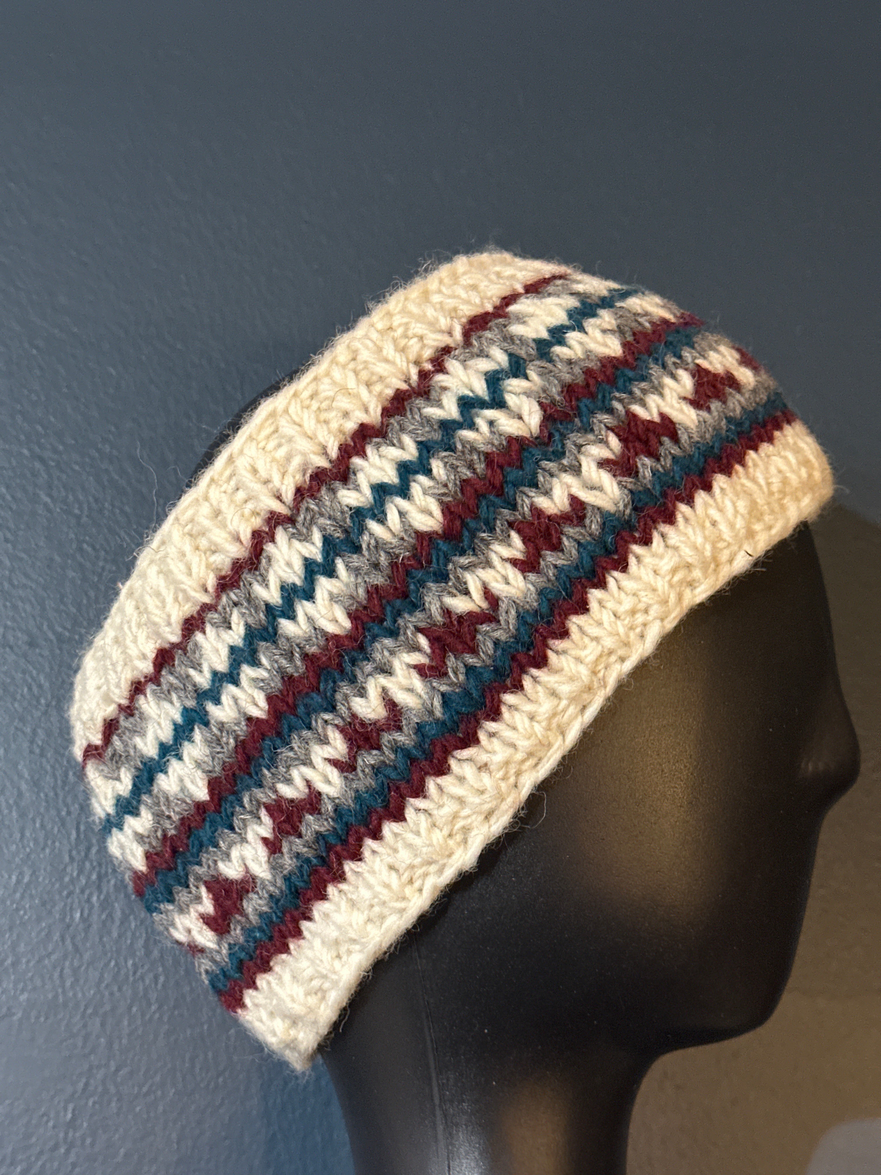 Handknit Fairisle Fleece Lined Headband