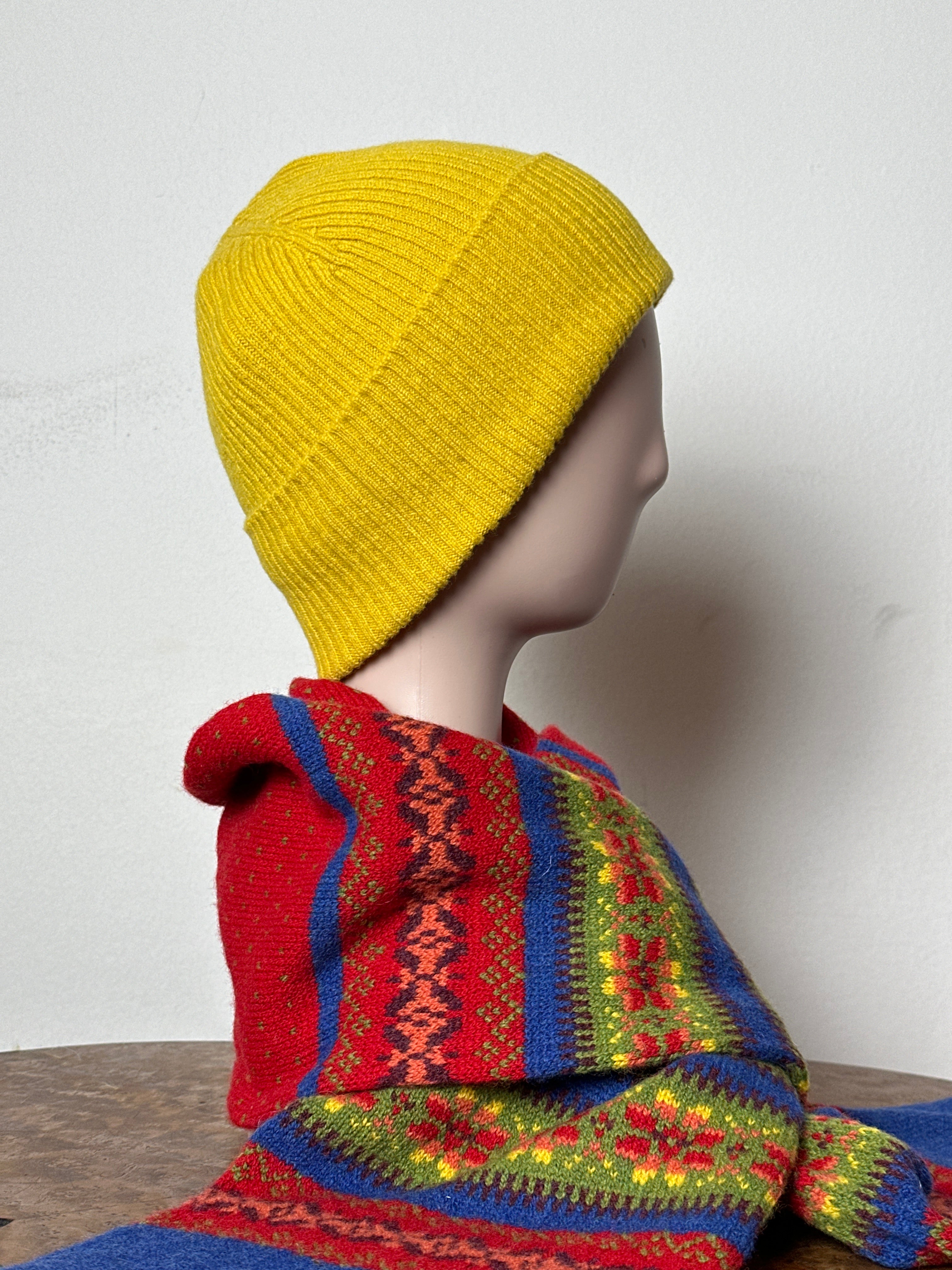 Unisex Scottish Ribbed Beanie In Vibrant Yellow