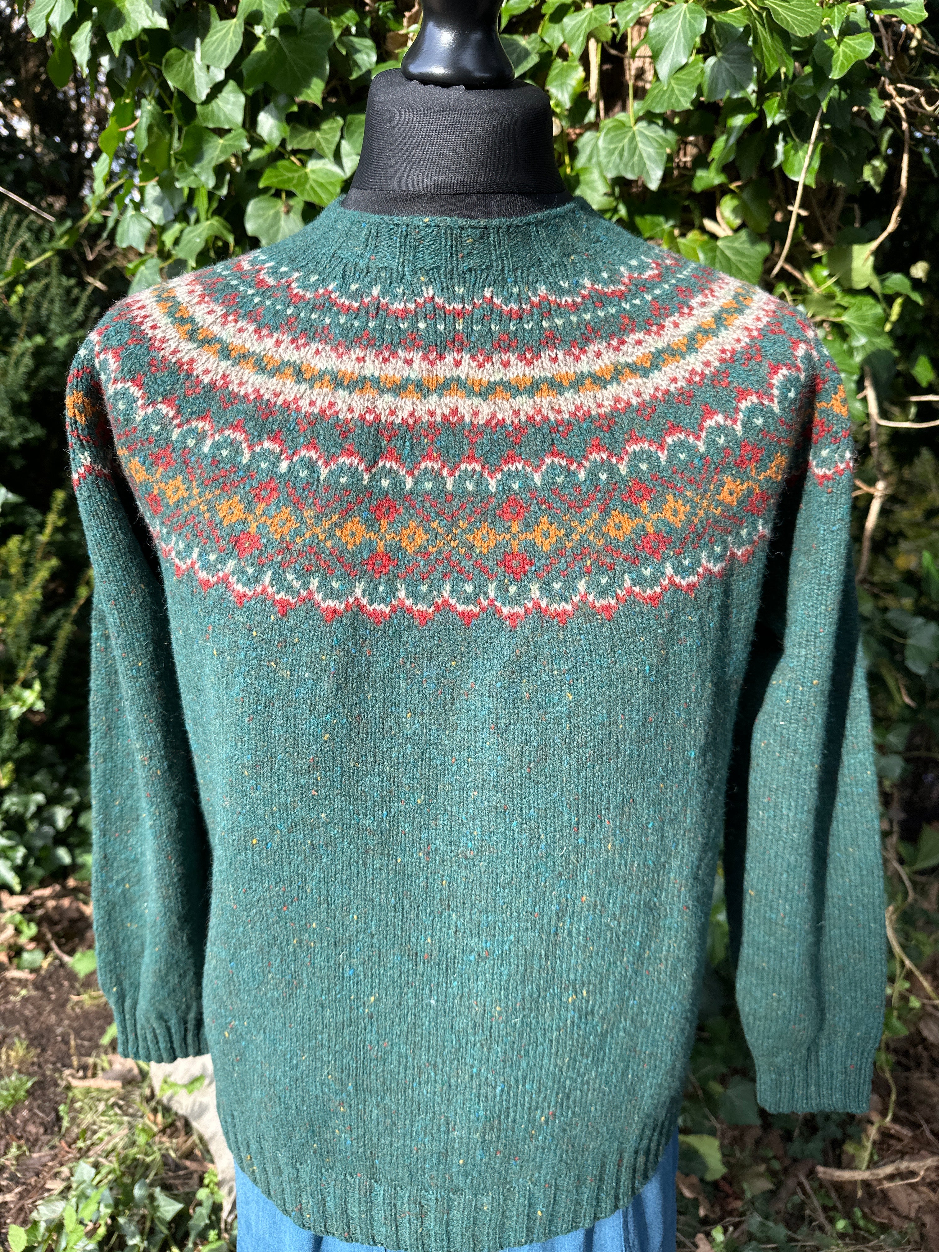 Harley Of Scotland Fairisle Crew Neck In Canna