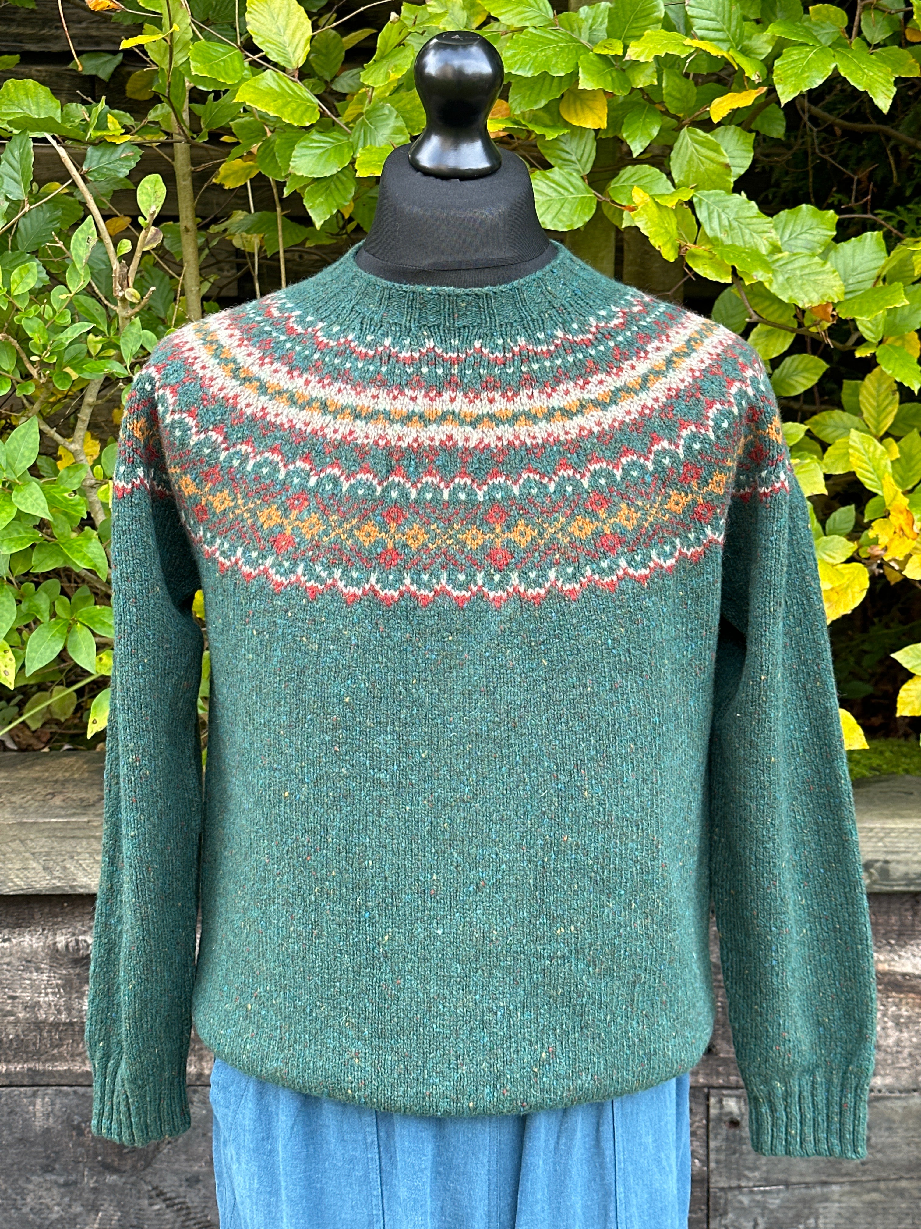 Harley Of Scotland Fairisle Crew Neck In Canna