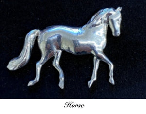 Ladycrow Pewter Horse Brooch