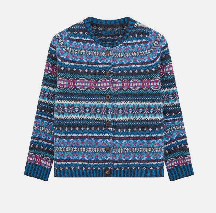 SALE Eribe Westray Scottish Fairisle Cardigan In Midnight