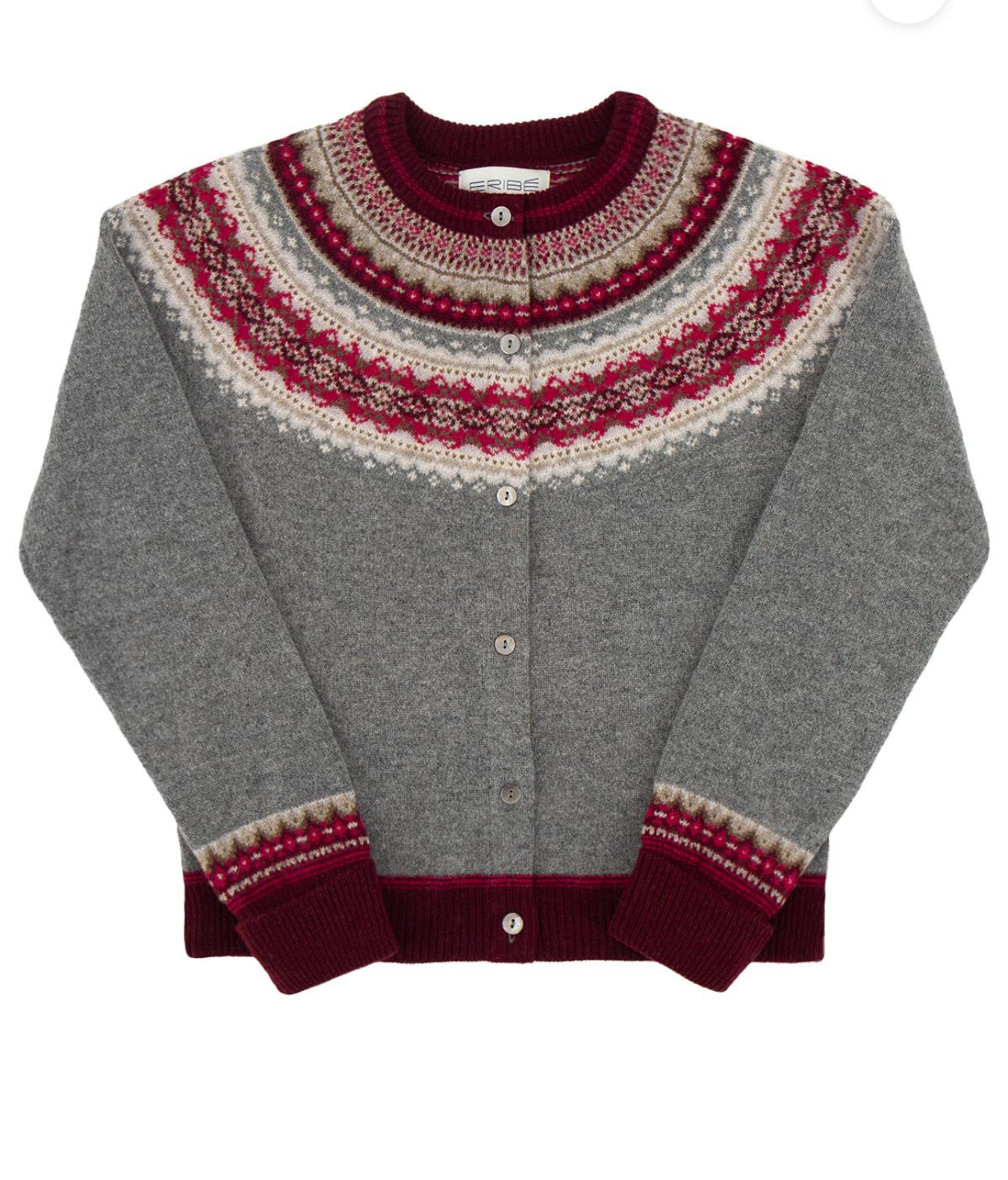 New Eribe Fairisle Alpine Cardigan In Greyberry