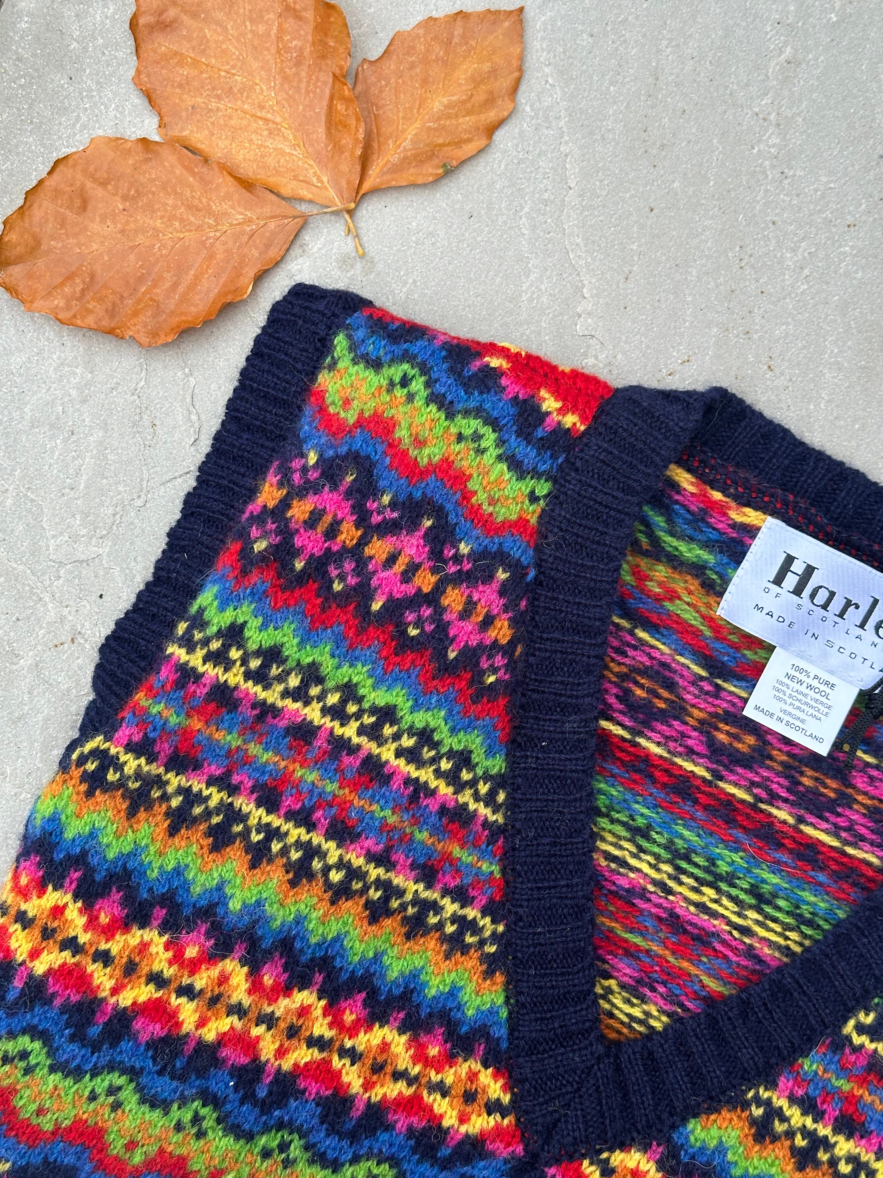 Harley Of Scotland Allover V-Neck Fairisle Vest