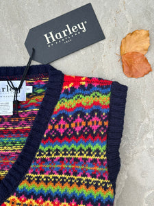 Harley Of Scotland Allover V-Neck Fairisle Vest