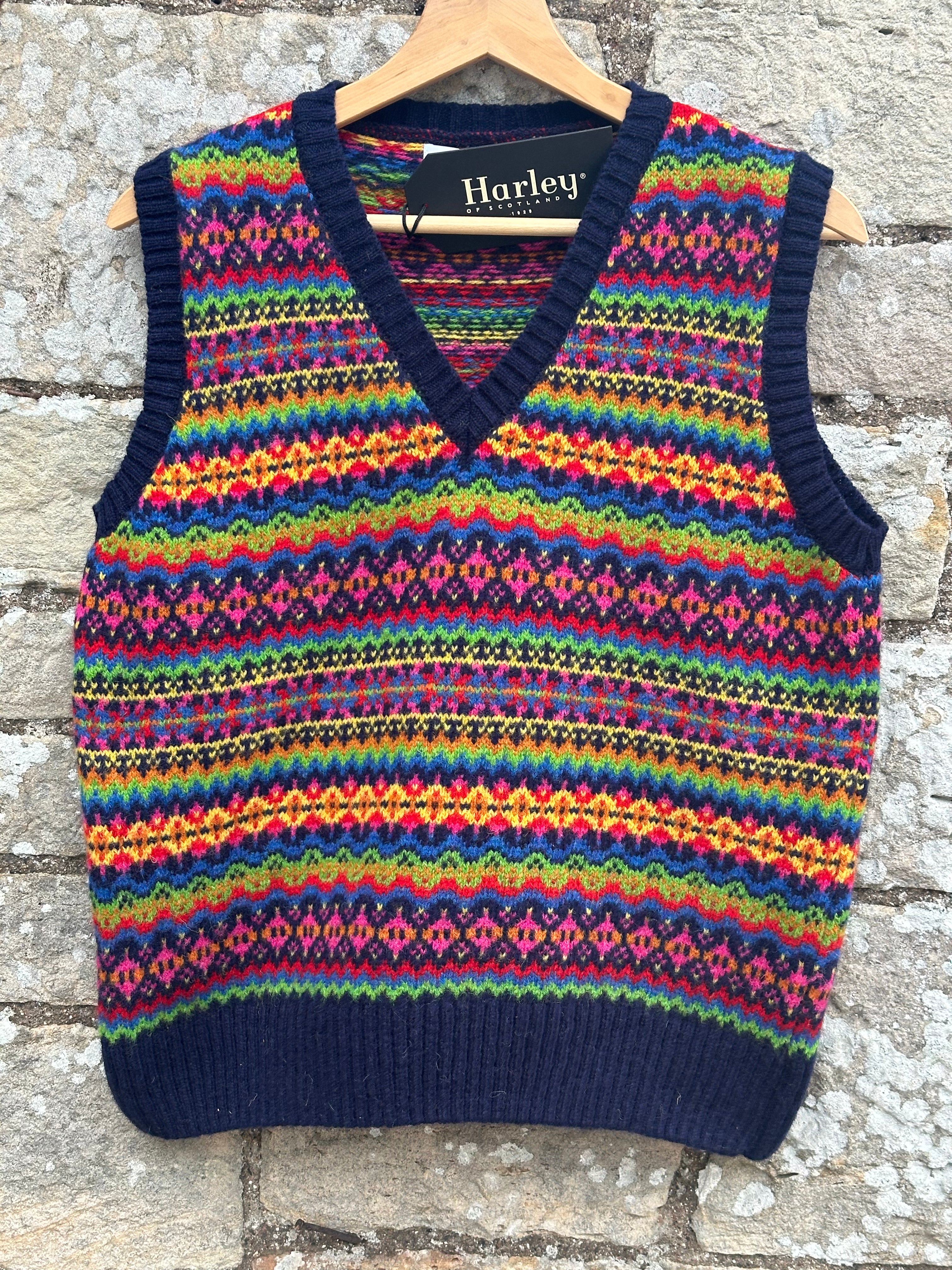 Harley Of Scotland Allover V-Neck Fairisle Vest